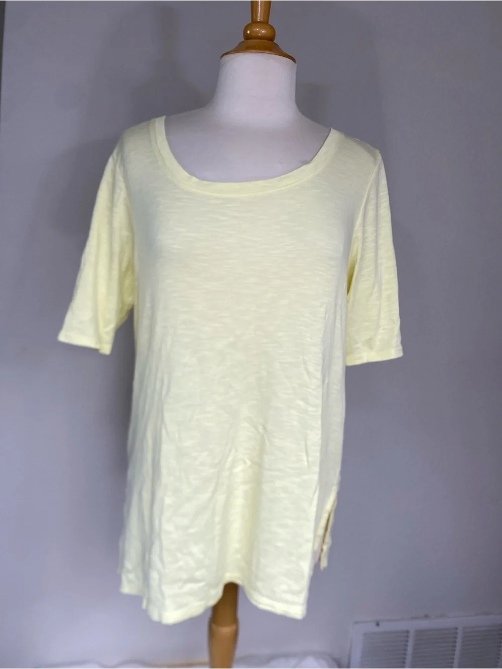 J. Jill Womens Yellow Scoop Neck Pima Cotton T-Shirt Size Medium Casual Coastal